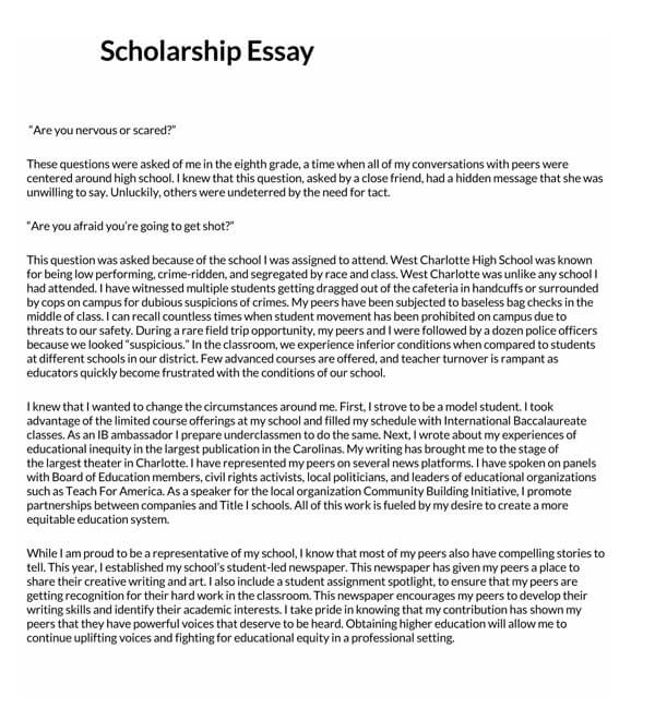 examples of essays about yourself for a scholarship