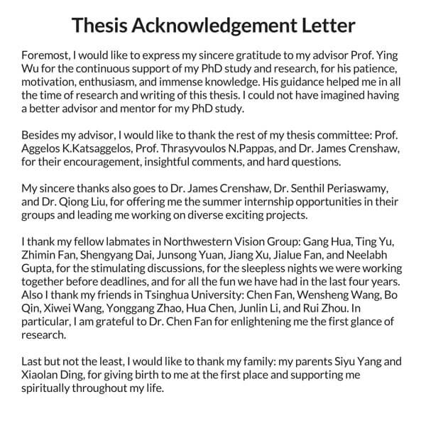 acknowledgements master thesis sample