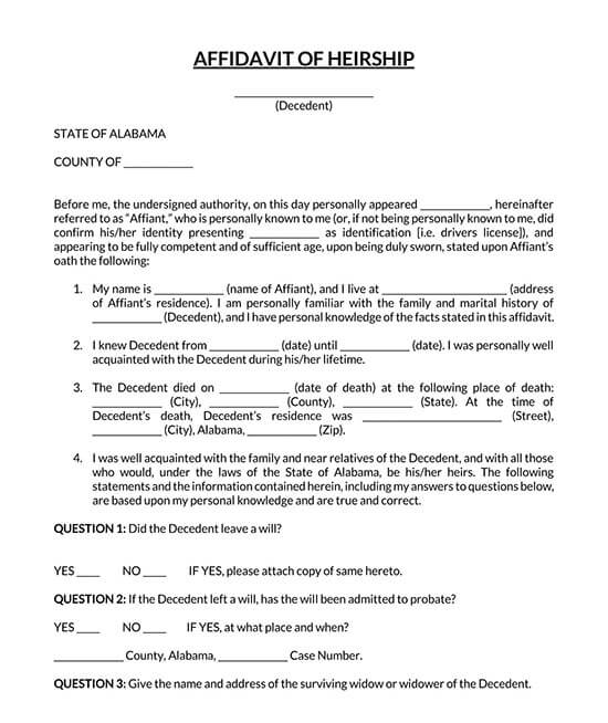 Affidavit Of Heirship Texas Free Printable 5937