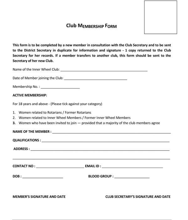 Free Membership Application Forms Templates (Word PDF)
