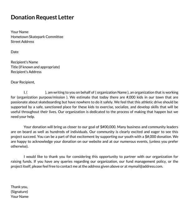 Sample Of Donation Letter