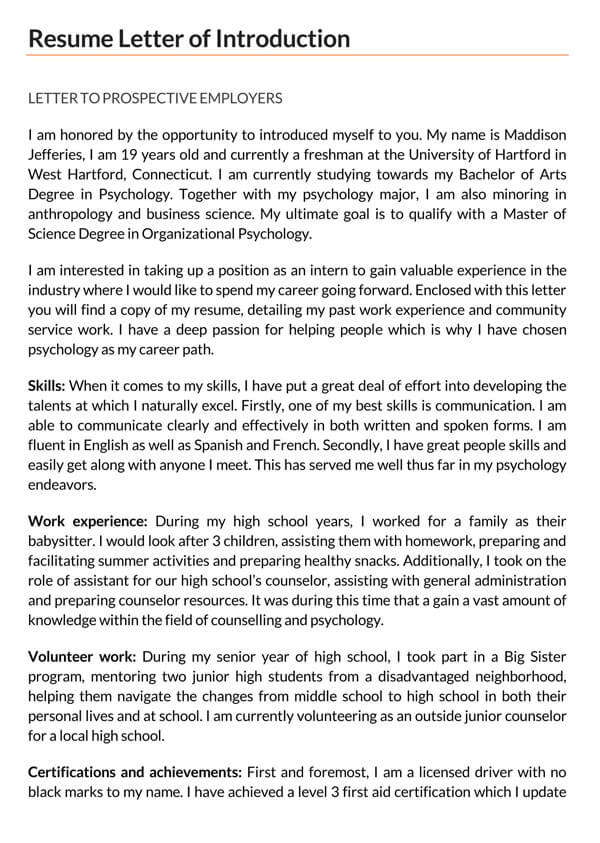 self introduction letter sample to colleague