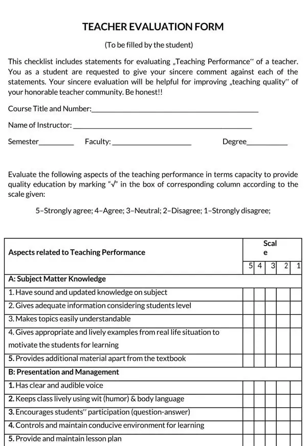 student evaluation of teacher