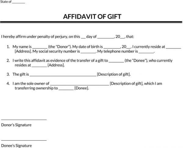 Free Gift Affidavit Templates How To Create Word Layouts
