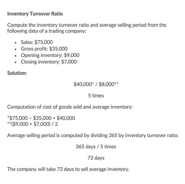 inventory turnover formula in times
