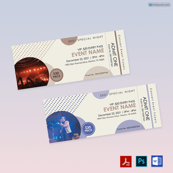 concert ticket design samples