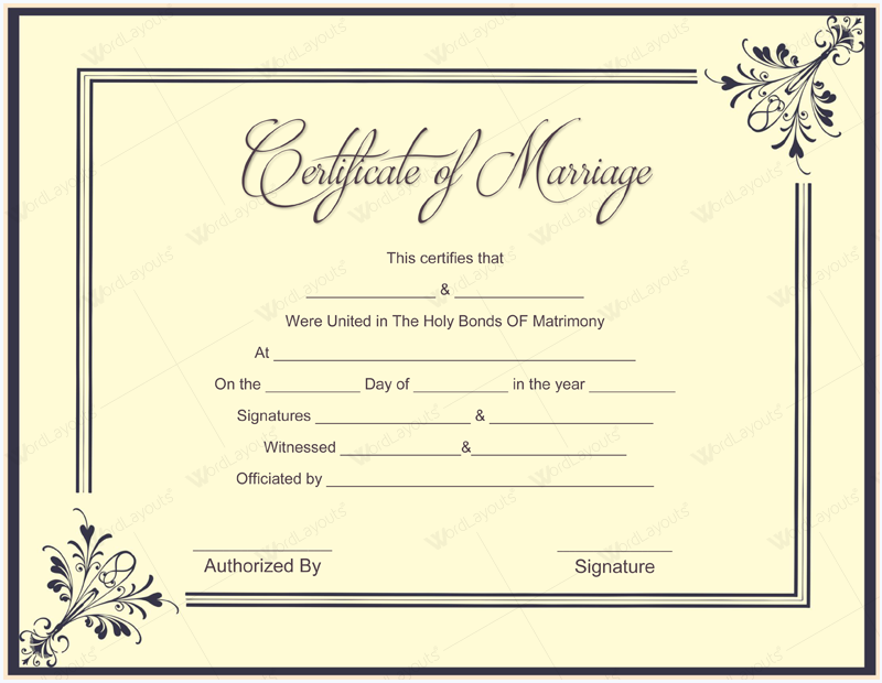 Free Marriage Certificate Template Word Printable Templates