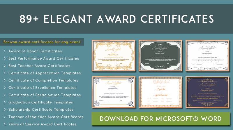 89 Elegant Award Certificates For Business And School Events