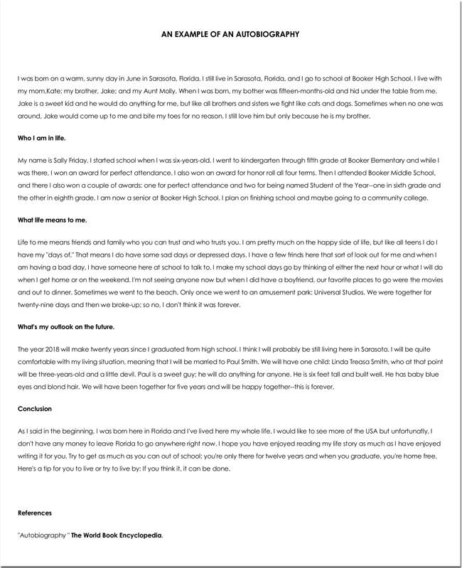 Biography Template For Students Pdf