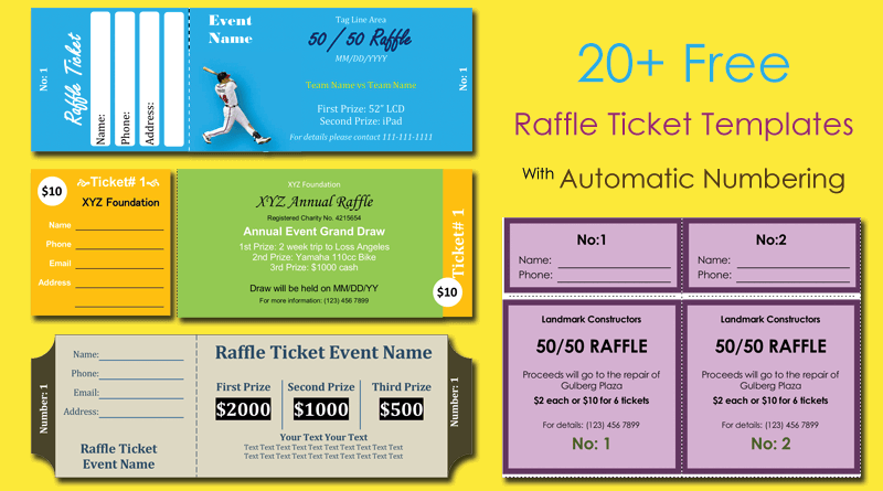 20 free raffle ticket templates with automate ticket numbering