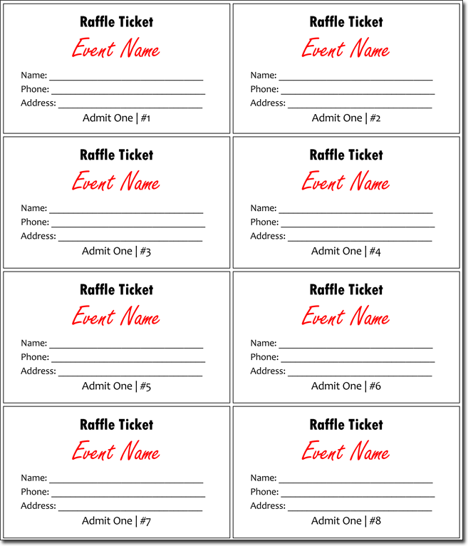 Free Raffle Ticket Template Printable