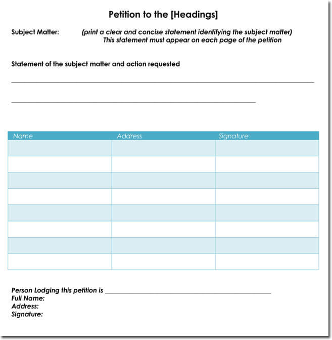 Blank Petition Template The Best Template Example