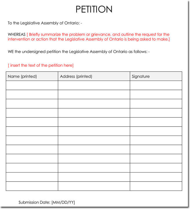 petition to add hoa agenda item template