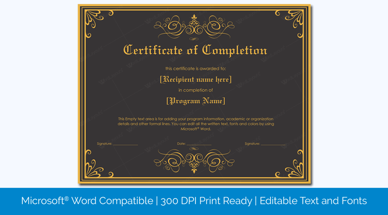 certificate of completion word template
