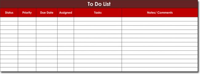 make to do list in excel