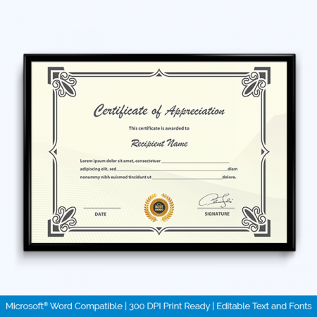 professional certificate of appreciation templates