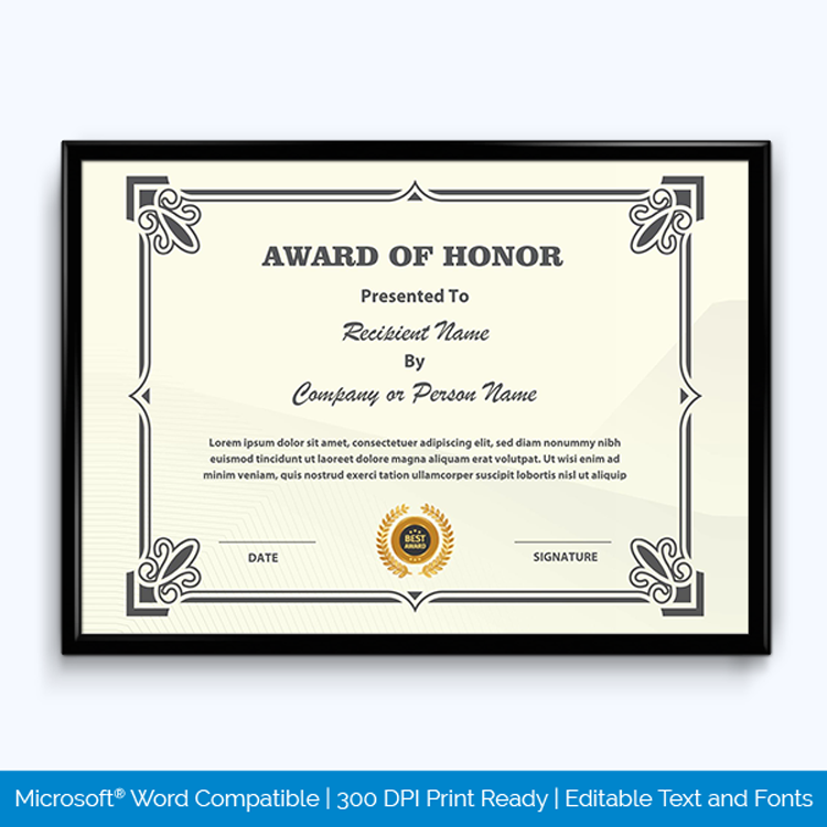 certificate templates microsoft word